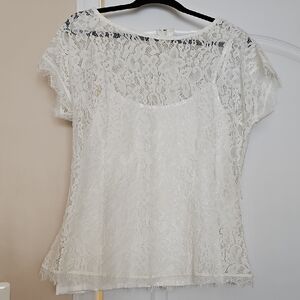 Elegant White Lace Top- New With Tags